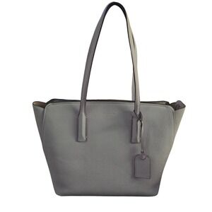 Kate Spade Lavender Gray Pebbled Leather Tote Large Shoulder Bag Minimalist Chic